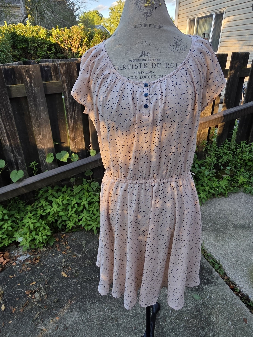 LC Lauren Conrad Cream Beige Floral Midi Dress with Button Front - Picture 2 of 7